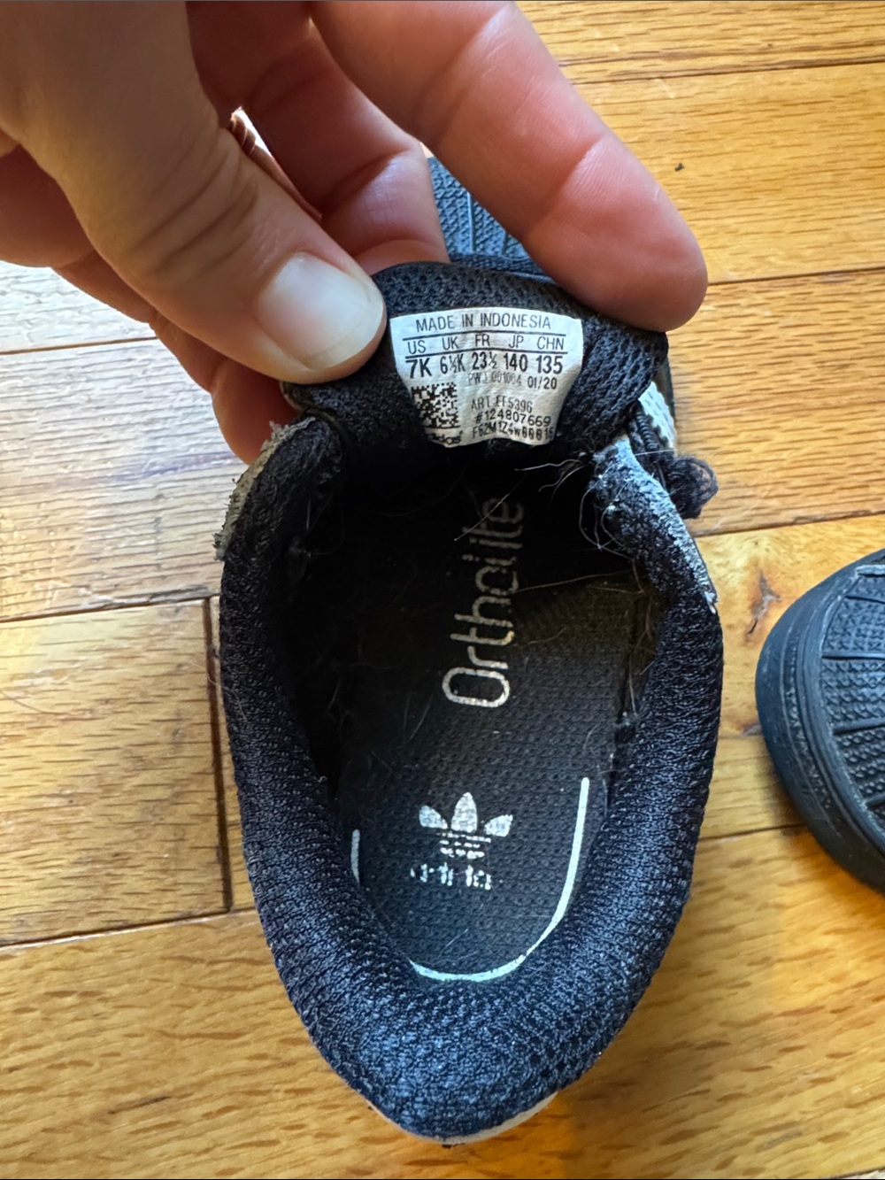 adidas Kids Black Sneakers with White Stripes - Picture 3 of 9